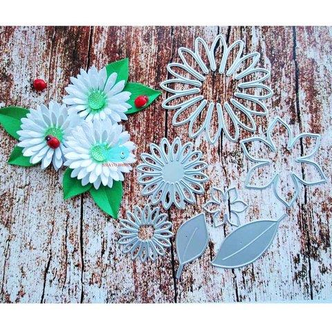 Plantillas de grabado de Metal con margaritas y flores, para álbum para recortes de fotos, decoración, bricolaje, herramienta de confección de tarjetas de papel ► Foto 1/3