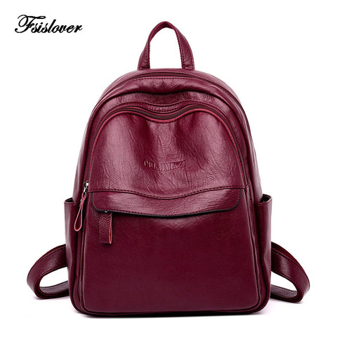 Mochila 100% de piel auténtica para mujer, bolso escolar multifunción informal, bolso de hombro de diseñador, mochila de viaje ► Foto 1/6