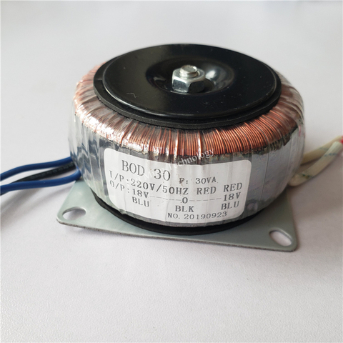 Doble 15V 18V 24V 12V-0-12V 15V-0-15V 220V cobre personalizado transformador de aislamiento toroidal 30VA tubo fuente de alimentación 220V a Dual 12V ► Foto 1/6