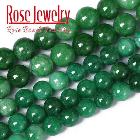 Cuentas de gemas de jade verde Natural para fabricación de joyas, cuentas sueltas redondas de 15 