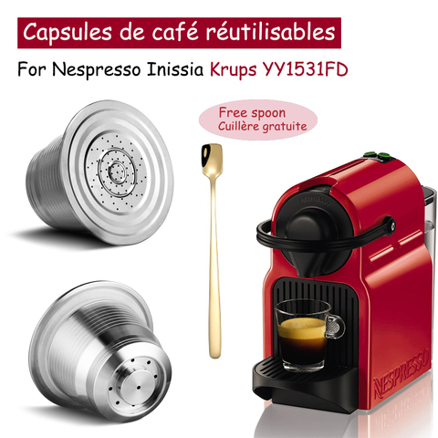 Cápsula de café para Nespresso Inissia Krups YY1531FD, filtro de café de acero inoxidable, cafetera reutilizable ► Foto 1/6