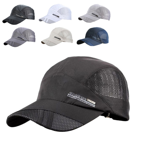 Gorra de béisbol de malla transpirable de verano sombreros de secado rápido para hombres azul gris ► Foto 1/6