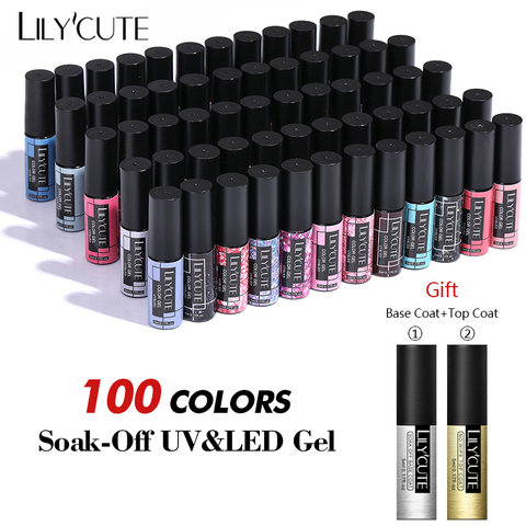 LILYCUTE 100 esmalte de uñas de Gel de colores de Gel de Color Led UV arte de esmalte de uñas diseño empapa Gel DIY juego de uñas de Gel ► Foto 1/6