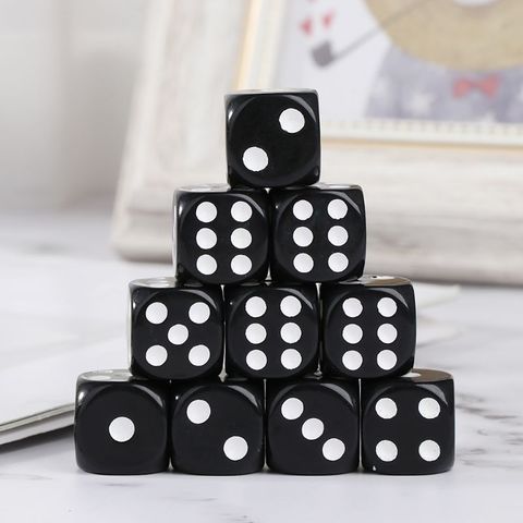 Dados acrílicos de 16mm para Casino, 6 caras, negro/blanco, para juego de mesa, 10 unidades ► Foto 1/6