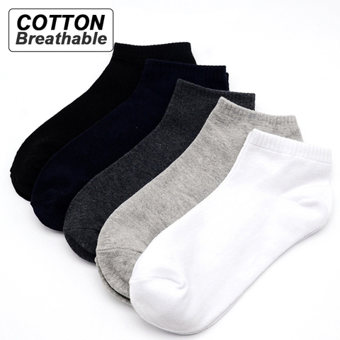 5 par/lote de calcetines de algodón para hombres de gran size39-48 de alta calidad Casual transpirable calcetines cortos para hombres calcetines de negocios para hombres Meias Sokken ► Foto 1/6