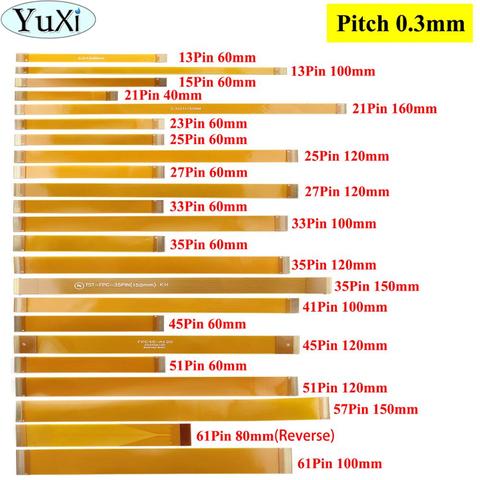 YuXi-Cable plano Flexible de 0,3mm, paso 13, 21, 23, 25, 27, 21, 33, 39, 45, 51 Pines, FFC, FPC, Cable de cinta plateada dorada ► Foto 1/6