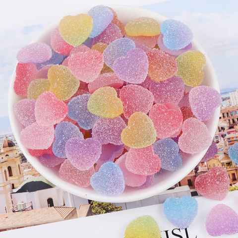 Dulces de corazón de amor de Color, suministros para manualidades DIY de resina plana, carcasa de teléfono, Material de decoración, accesorios para el cabello, artes, 10/20/30 Uds. ► Foto 1/6