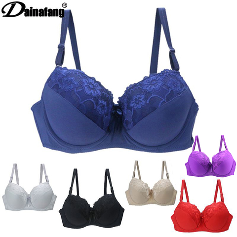 BCDE taza de mujer de encaje sujetadores push-up lencería Sexy masaje taza sujetador señoras florales para mujer Bragas ropa interior 34-44 6 colores ► Foto 1/6