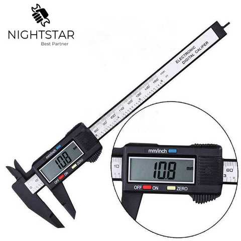 Nauwkeuriger 150mm calibrador Digital electrónico Digital pachómetro de fibra de carbono Vernier calibre micrómetro herramienta de medición 6 pulgadas ► Foto 1/6