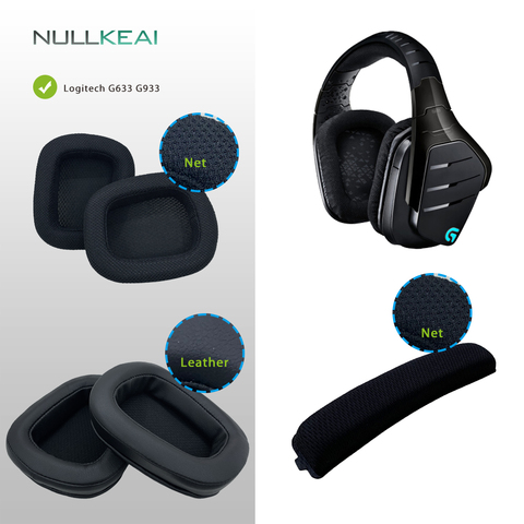 NULLKEAI-almohadillas de repuesto para auriculares Logitech G633 G933, funda para orejeras, diadema, cojín, tazas, manga almohada ► Foto 1/6