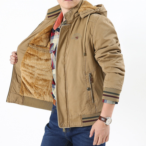 Parkas de invierno de talla grande 8XL -30 grados para hombre, Parkas gruesas y cálidas, rompevientos, forro de lana con capucha, ropa de abrigo militar ► Foto 1/6