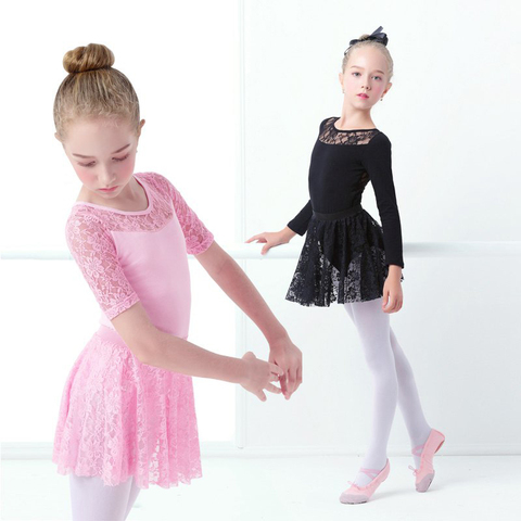 Las niñas leotardo sin mangas de encaje negro baile mallas Ballet trajes de baile Mono para gimnasia ► Foto 1/6