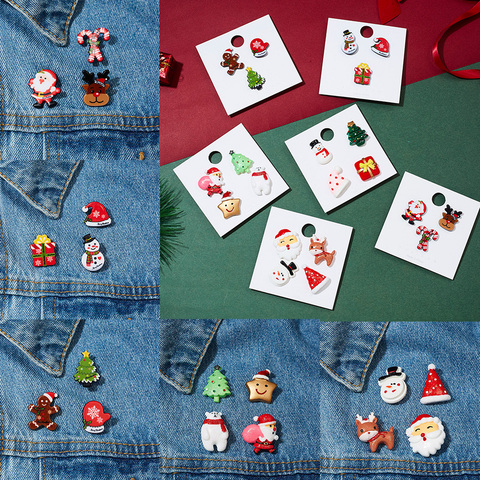 Conjunto de broche navideño de moda con muletas de tarjeta de papel, sombrero de nieve acrílico de alce de Papá Noel, broche de Navidad, insignias, pines para mujer ► Foto 1/6