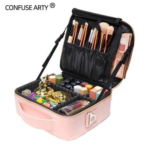 Bolsa de cosméticos de gran capacidad para maquillaje de mujer, estuche de compartimiento de herramientas para salón de belleza, tatuajes, Nail Art ► Foto 1/6