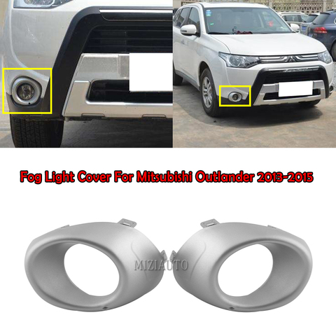 MIZIAUTO-cubierta de luz antiniebla delantera para Mitsubishi Outlander, cubierta de lámpara negra, frontal plateada, 6400F059 para modelos, 6400F060 y 6400F060, años 2013 a 2015 ► Foto 1/6