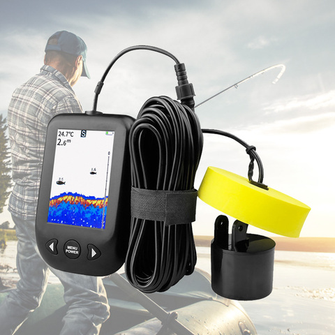 Localizador de peces portátil con Cable actualizado, 9M, Cable Echo Sounder Alarm 0,6-100M, transductor de profundidad, Sensor Sonar colorido Scre ► Foto 1/6