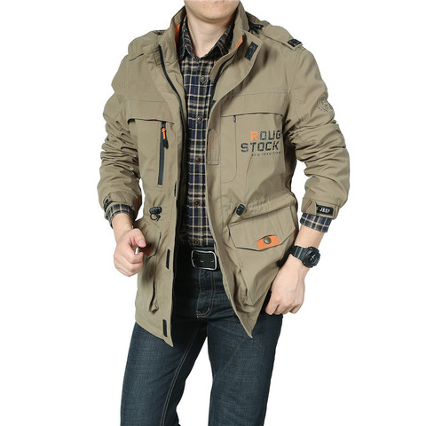 Bombardero suave Shell chaqueta hombres ejército chaqueta transpirable impermeable a prueba de viento Multi-Bolsillo impermeable chaqueta cortavientos hombres abrigo M-4XL ► Foto 1/6