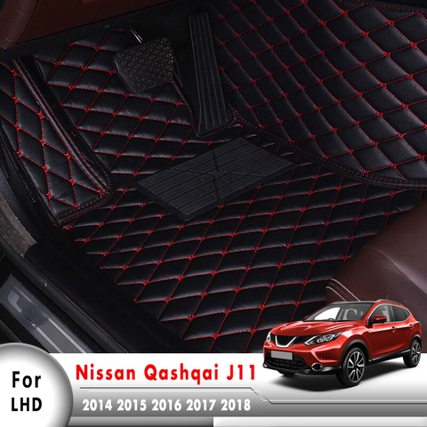 Para Nissan Qashqai J11 2022 2017 2016 2015 2014, alfombrillas de suelo para coche, alfombras de cuero para coche, accesorios interiores ► Foto 1/6