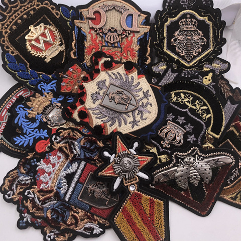 Parches bordados de metal para ropa, ropa, chaqueta, insignias, escarabajo, corona, águila, León, ciervo, apliques, 2718 ► Foto 1/6