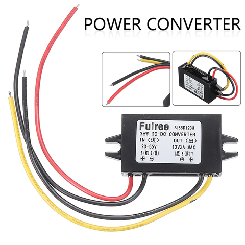 Convertidor de fuente de alimentación impermeable para coche, convertidor de voltaje reductor de DC-DC, 20V-55V, 24V, 36V, 48V a 12V, 3A ► Foto 1/6