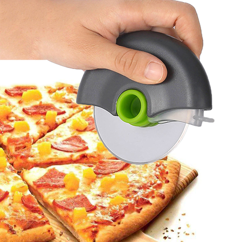 Cuchillo de corte de rueda redonda de acero inoxidable para Pizza, con tapa, rodillo de ruleta, cortador de Pizza, accesorios de horneado, herramientas ► Foto 1/6