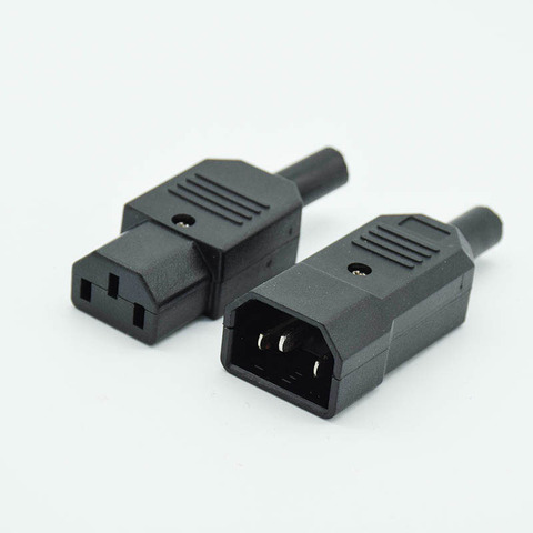 Conector de Cable recto IEC C13 C14 10A 250V, conector de alimentación de enchufe reutilizable hembra y macho negro, enchufe de CA de 3 pines ► Foto 1/1