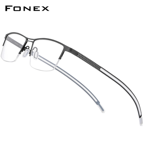 FONEX titanio gafas hombres 2022 nueva prescripción gafas Semi montura medio cuadrado gafas miopía gafas óptica ► Foto 1/6