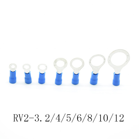 50 uds/azul-3,2 RV2 2 uds/4/5/6/8/10/12 anillo conector de Cable aislado eléctrica crimpado conector de Cable de Terminal AWG ► Foto 1/6