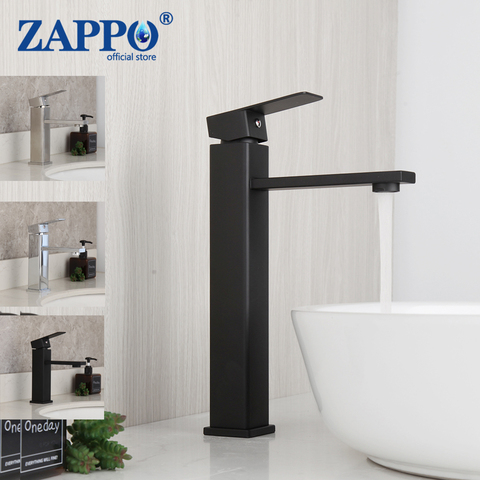 ZAPPO-grifo cuadrado para lavabo de baño, acabado en negro/cromo, monomando, para lavabo ► Foto 1/6