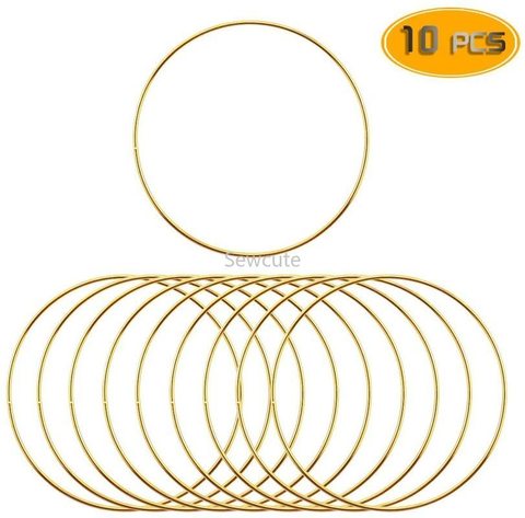 Juego de anillos atrapasueños de metal para decoración, aros metálicos para artesanía en macramé, accesorios decorativos para boda, 35-190 mm, 10 unidades ► Foto 1/6