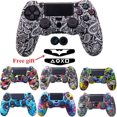 Tapas de pulgar de silicona Joystick Gamepad Grips cubierta de la caja para Sony DualShock PS4 PlayStation 4 Slim Pro controlador + pegatina LED ► Foto 1/6