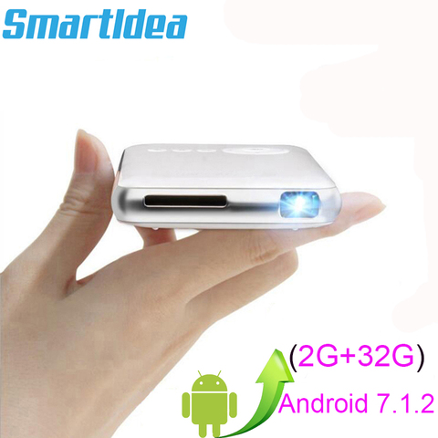 SmartIdea Android 7.1.2 5000mAh batería portátil Mini proyector LED WiFi Bluetooth DLP 1080P Beamer apoyo AirPlay Miracast AC3 ► Foto 1/6