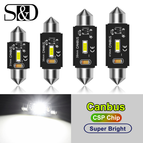 Bombilla LED CANBUS PARA Interior DE COCHE CSP, luz blanca de lectura para matrícula, C5W C10W, 31mm 36mm 39mm 41mm, 12V ► Foto 1/6