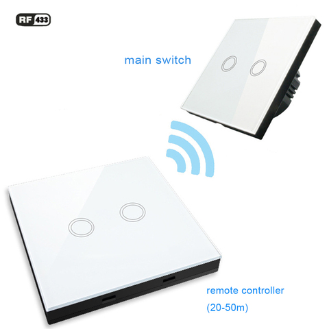 Interruptor táctil para luz de pared remoto inalámbrico RF433 barra con sensor, interruptor de toque remoto, estándar europeo, No neutral, 1/2/3 entradas, 433mhz ► Foto 1/6