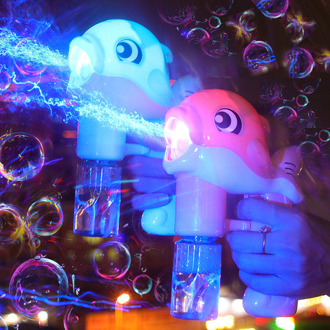 Máquina de burbujas con luz parpadeante para niños, Dolphin mágico, juguetes de natación de verano, suministros de boda, regalo de cumpleaños, pistola fabricante de burbujas ► Foto 1/6