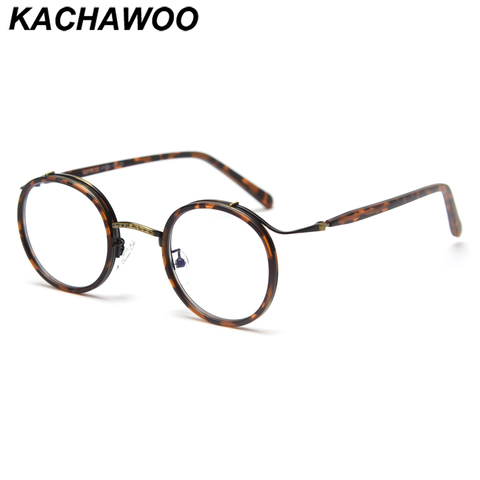 Kachawoo, gafas clásicas para mujer, montura de gafas redondas, lentes transparentes para hombre, estilo retro, leopardo negro, regalos de cumpleaños populares ► Foto 1/6