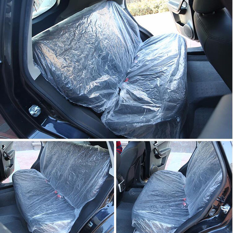 Cubierta de asiento trasero suave de plástico PE desechable Universal para automóvil, cubierta de asiento antiincrustante de plástico automotriz impermeable ► Foto 1/5