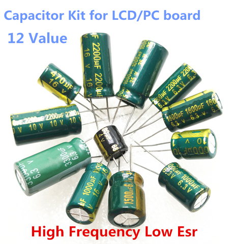 120 unids/lote 4V 6,3 V 10V 16V 35V 1000uf 2200uf 3300uf 470uf 680uf condensador electrolítico de aluminio kit LCD para la placa base del ordenador ► Foto 1/4