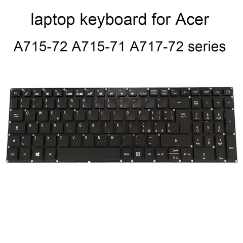 Teclado retroiluminado A715 para ordenador portátil, accesorio de repuesto para Acer Aspire 7 A717-72 72G IT, color negro, NSK, RELBC, LV5P, A80BWL, 72 unidades ► Foto 1/6