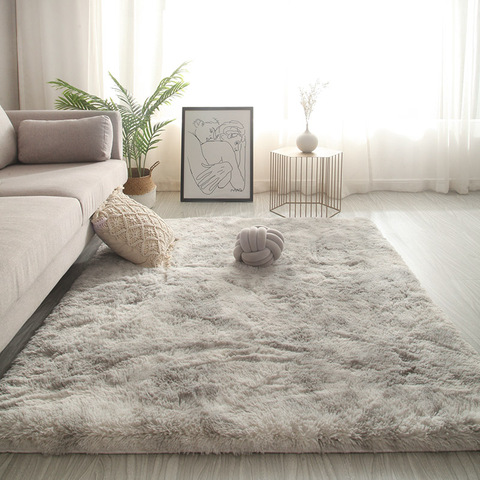 Alfombra de pelo largo para sala de estar, sofá, alfombra de mesa de café, dormitorio, Bahía, ventana, mesita de noche, decoración de guardería con pelo de lujo ► Foto 1/6