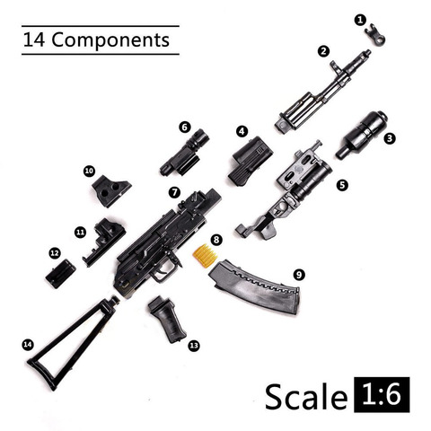 Figuras de acción AK74 para niños, escala 1:6, 1/6, 12 pulgadas, modelo de pistolas de juguete, Rifle, pistola T800, pistolas de máquina pesada + cinturón para Bala, juguetes para niños, regalo artesanal ► Foto 1/5