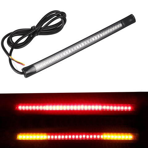 Barra de luz para motocicleta, tira de luz trasera para freno, parada, señal de giro, matrícula, Luz integrada 3528 SMD 48 LED Color rojo ámbar ► Foto 1/5