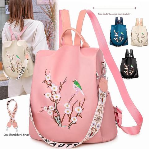 Mochila Oxford antirrobo a prueba de agua para mujer, morral escolar elegante con bordado Floral para chicas adolescentes ► Foto 1/6