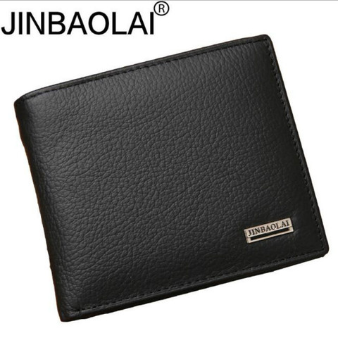 Cartera 100% de piel auténtica para hombre, billetera masculina de piel auténtica de alta calidad, en color negro, corta con soporte para tarjetas de crédito y recibos ► Foto 1/6