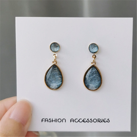 Pendientes geométricos largos de temperamento, accesorios de moda para chica, pendientes de perno de resina retro de cristal para dibujo, joyería para mujer ► Foto 1/6