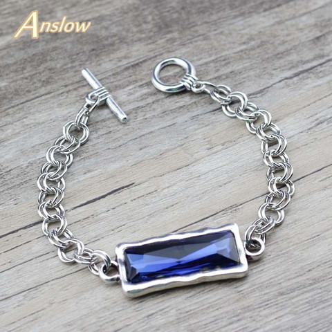Anslow-pulsera con cadena de Metal de aleación de Zinc para mujer, brazalete de cristal, regalo de cumpleaños, LOW0765LB ► Foto 1/6