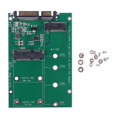MSATA y M.2 (b-key NGFF), convertidor de Adaptador 2 en 1 para SSD múltiple a SATA 3 III ► Foto 1/6