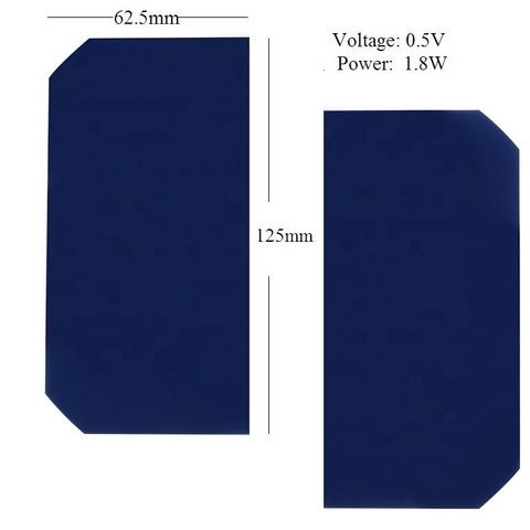 Célula solar monocristalina, 125mm x 62,5mm, alta eficiencia, flexible, 0,5 V, 1,8 W, panel solar artesanal ► Foto 1/5