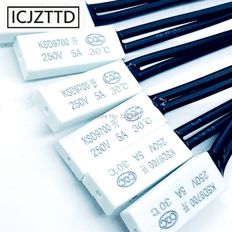 Termostato de temperatura de plástico, interruptor de Control térmico normal de cierre, ℃ 15, 20 ℃, 25 ℃, 30 ℃, 35 ℃, 40 ℃, 5A, 250V, nc/no, 1 Uds. ► Foto 1/6