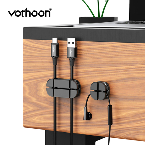 Vothoon-organizador de cables cruzado de silicona, Clips de gestión de cables flexibles, soporte de Cable para ratón, auriculares ► Foto 1/6